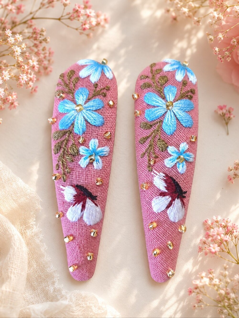 Embroidered Hair Clips